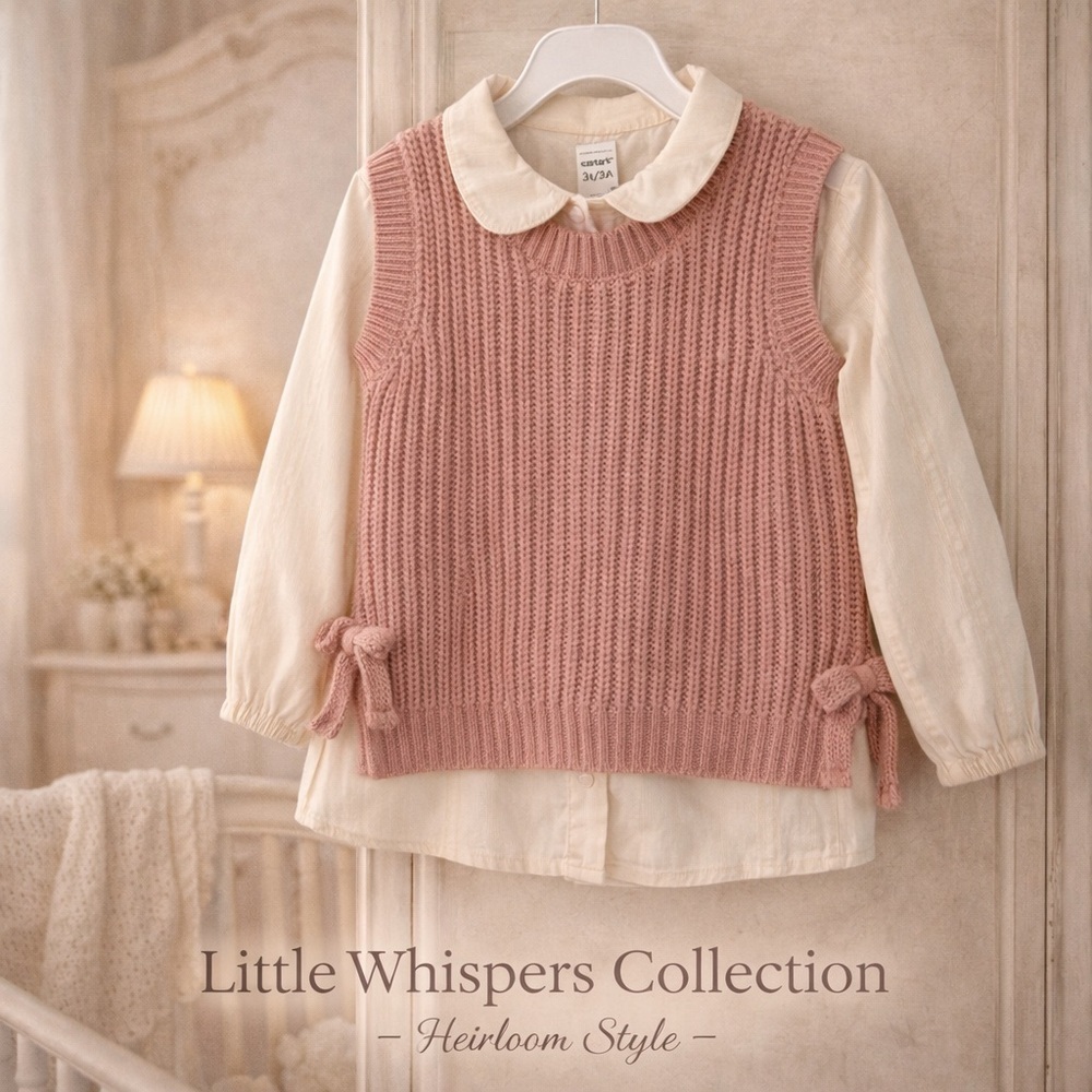 NWT Carter’s 3T Dusty Rose Knit Sweater Vest | Side Tie Detail